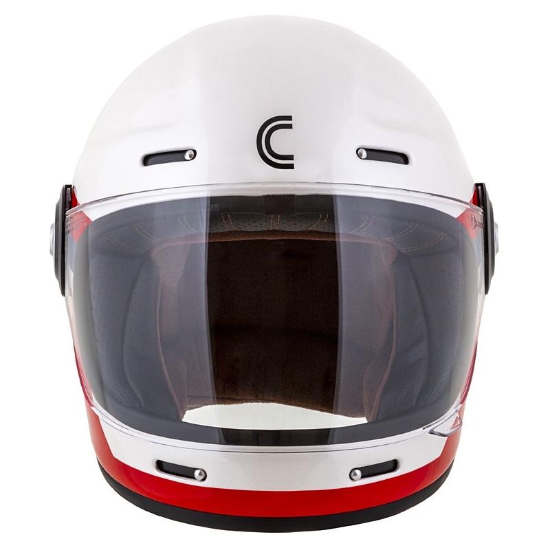 Casco moto integrale Cassida Fibre OPG bianco-blu-rosso