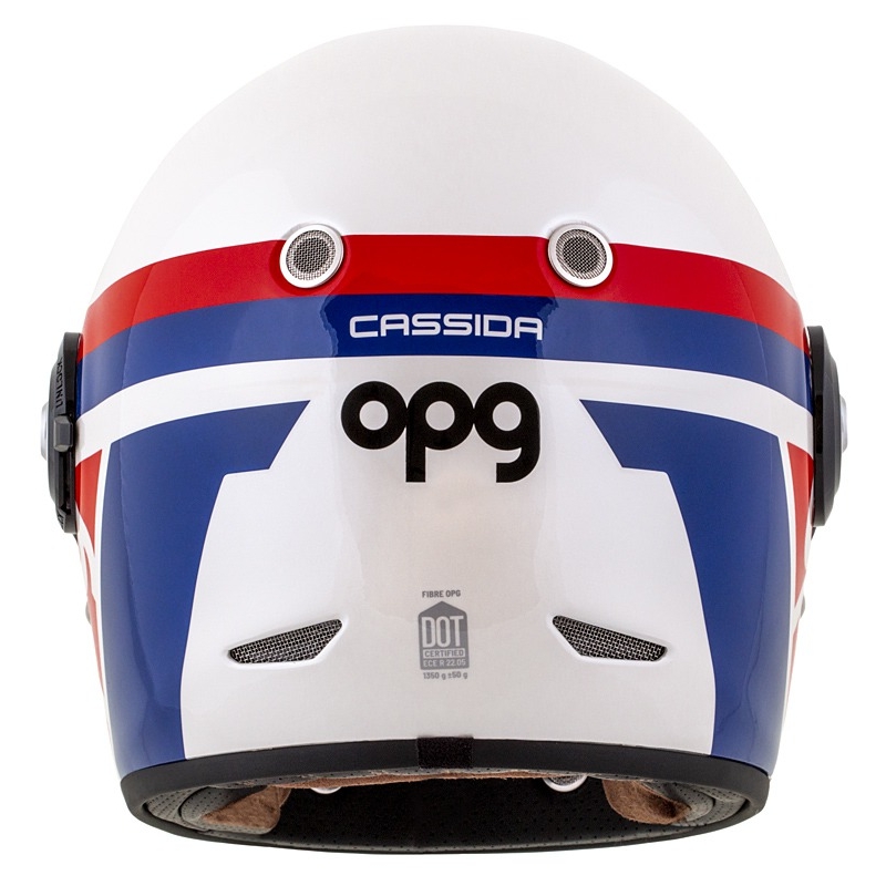 Casco moto integrale Cassida Fibre OPG bianco-blu-rosso