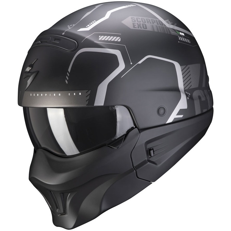 Casco aperto con maschera Scorpion EXO-COMBAT EVO Ram nero-argento opaco