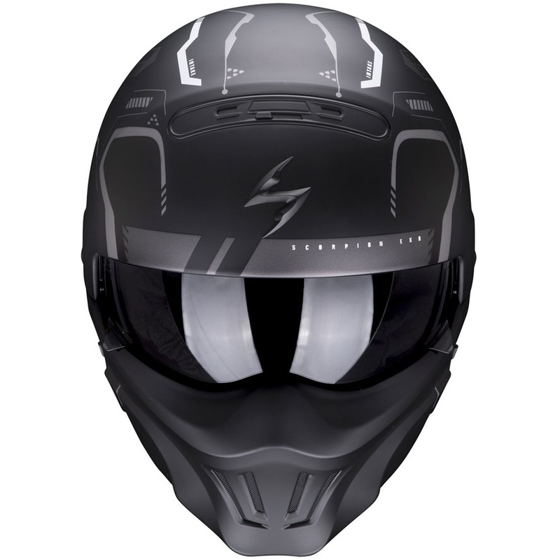 Casco aperto con maschera Scorpion EXO-COMBAT EVO Ram nero-argento opaco