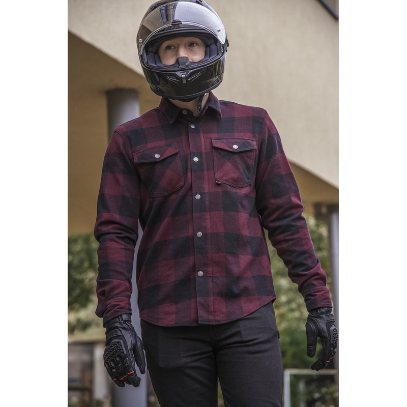 Camicia da moto Oxford Kickback 2.0 rosso e nero Saldi