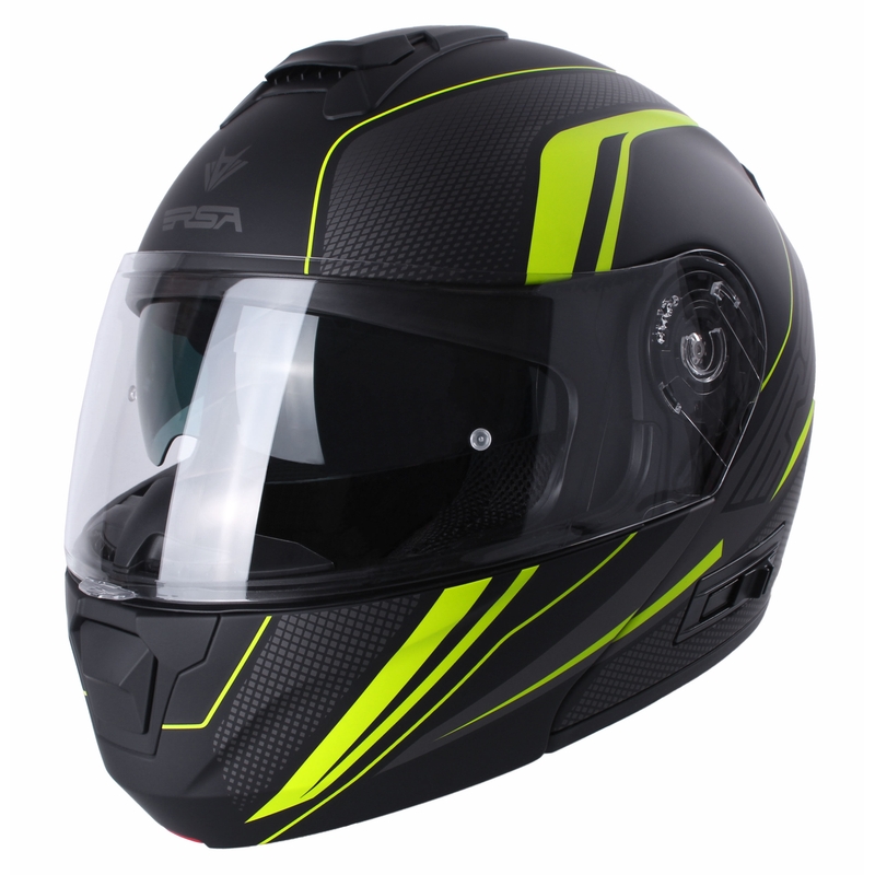 Casco moto RSA Rival nero-grigio-giallo fluo tip-up