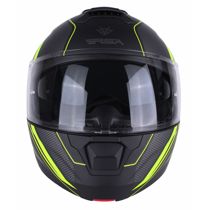 Casco moto RSA Rival nero-grigio-giallo fluo tip-up