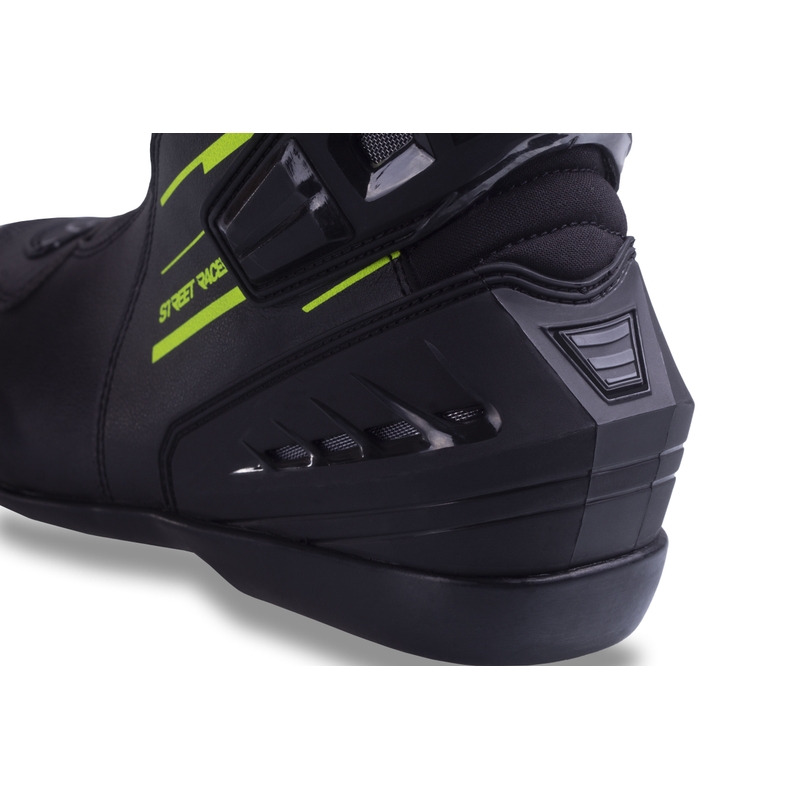 Stivali da moto Street Racer Grid nero-giallo fluo