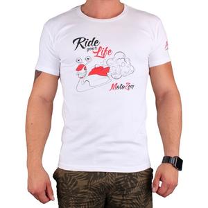 T-shirt s motivem MotoZem Ride your life bianco Saldi