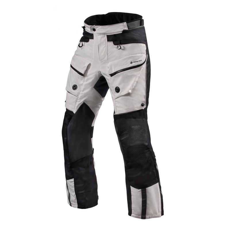 Pantaloni da moto Revit Defender 3 GTX argento-nero estesi
