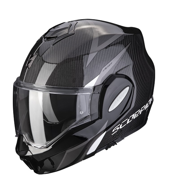 Překlápěcí přilba Scorpion EXO-TECH Carbon Top černo-bílá