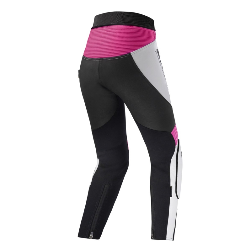 Pantaloni da moto da donna Shima Miura 2.0 nero, bianco e rosa