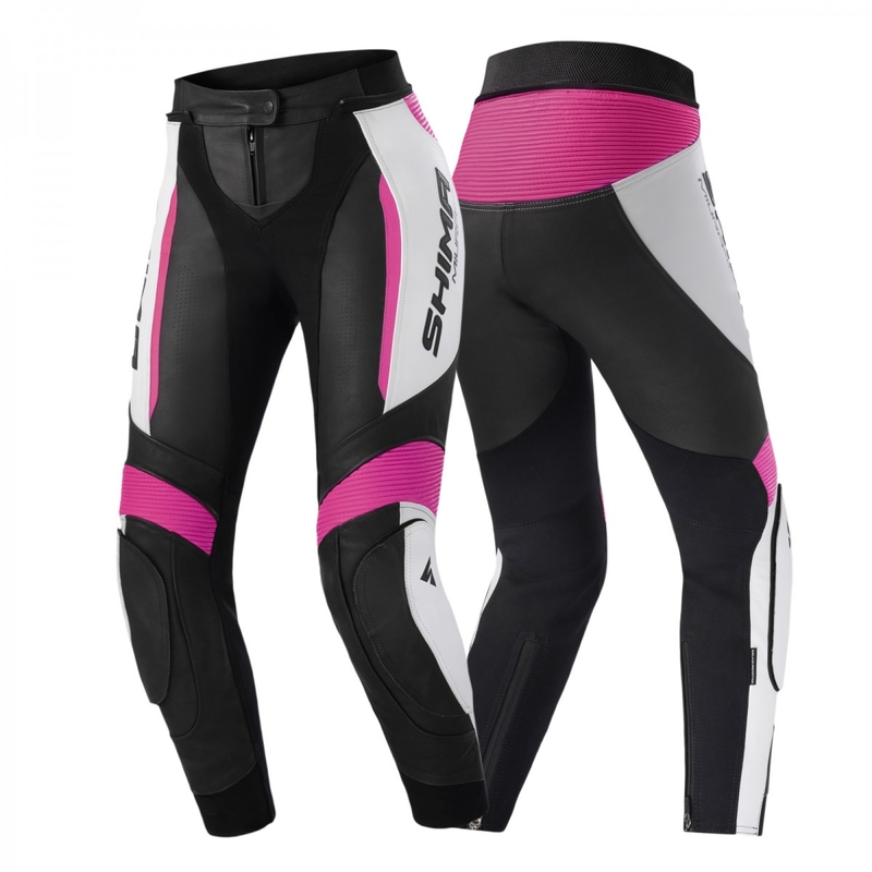 Pantaloni da moto da donna Shima Miura 2.0 nero, bianco e rosa