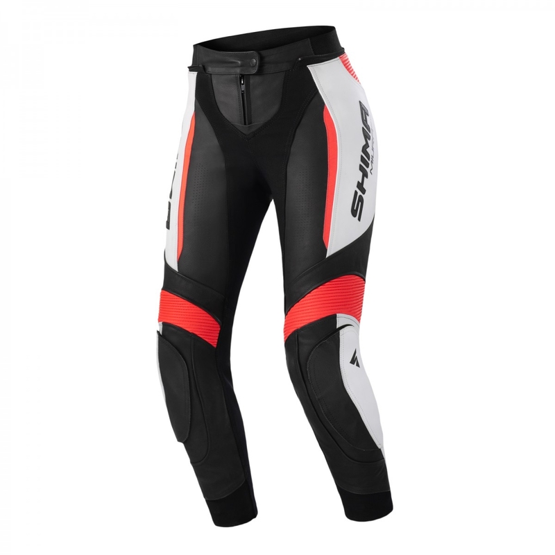 Pantaloni da moto Shima Miura 2.0 Donna Nero-Bianco-Rosso Fluo
