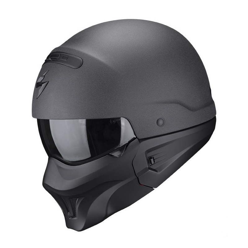 Casco aperto con maschera Scorpion Exo-Combat Evo Graphite grigio scuro