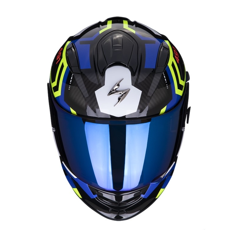 Casco moto integrale SCORPION EXO-491 SPIN nero-blu-giallo fluo Saldi