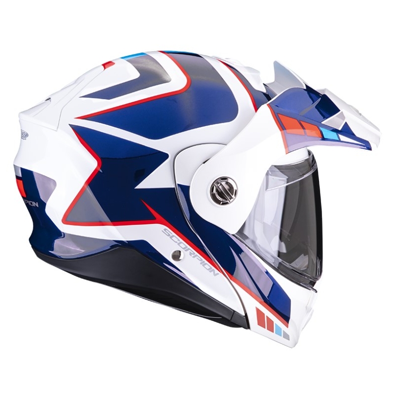 Casco moto SCORPION ADX-2 CAMINO perlato bianco-blu-rosso Saldi