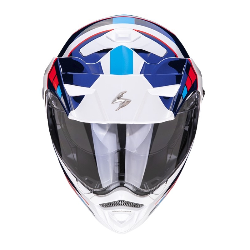 Casco moto SCORPION ADX-2 CAMINO perlato bianco-blu-rosso Saldi
