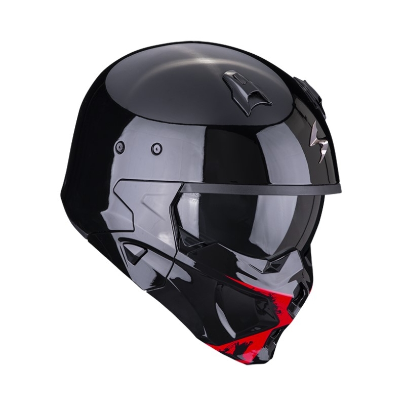 Casco aperto con maschera SCORPION COVERT-X TANKER nero-rosso