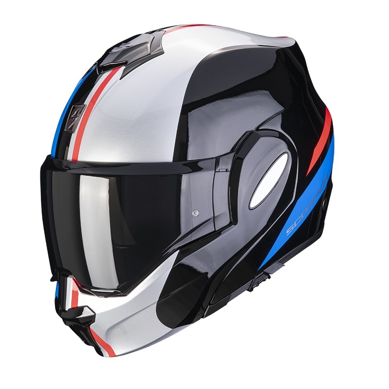 Překlápěcí přilba na motorku Scorpion EXO-TECH FORZA černo-stříbrno-červená