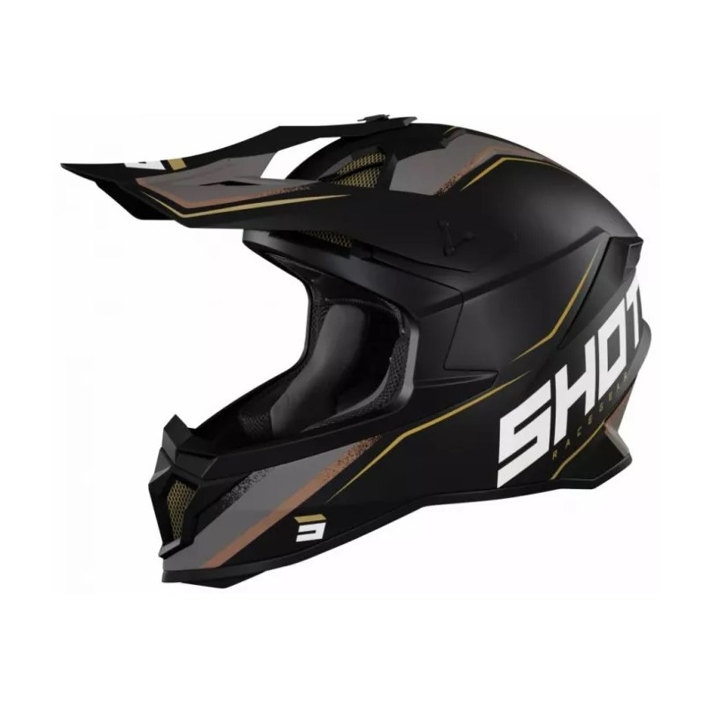 Casco da motocross Shot Lite Prism nero-oro Saldi