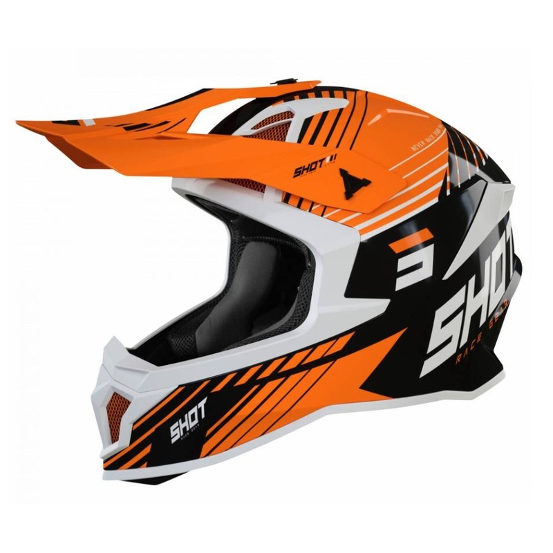 Casco da motocross Shot Lite Fury nero-bianco-arancio Saldi