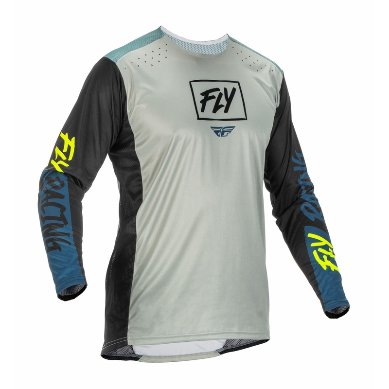 Motokrosový dres FLY Racing Lite 2022 šedo-tyrkysový hi-vis výprodej