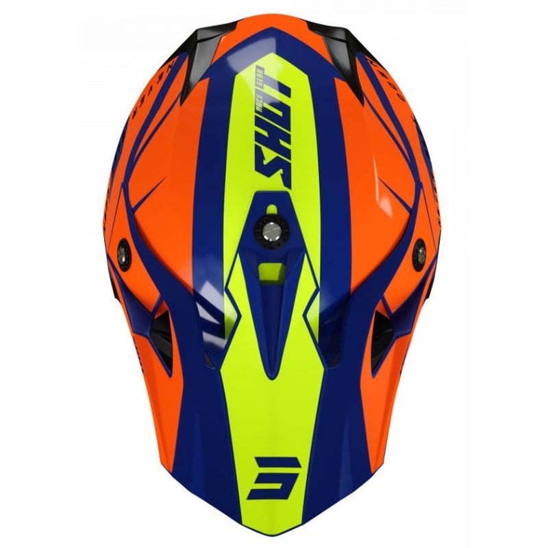 Motokrosová přilba Shot Pulse Revenge oranžovo-modro-fluo žlutá