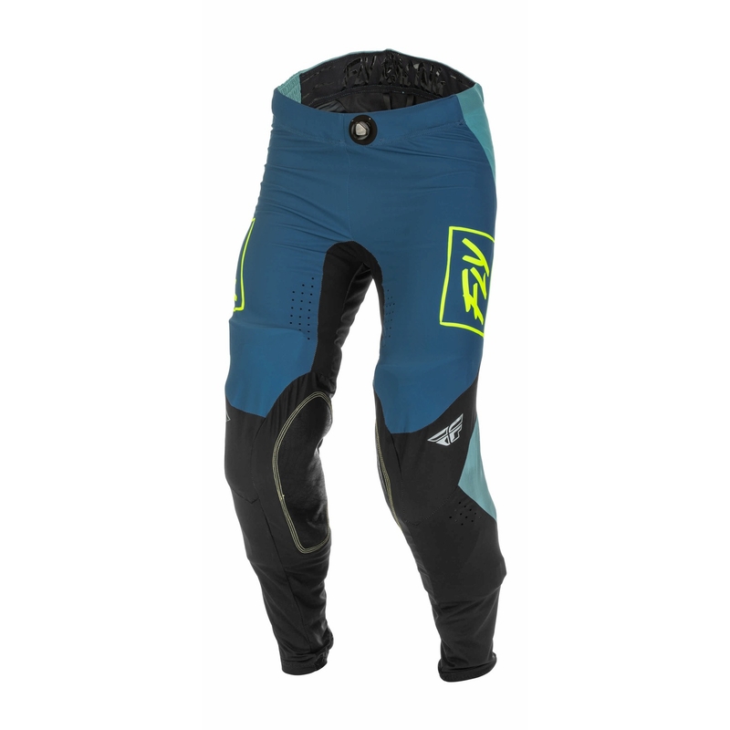 Motokrosové kalhoty FLY Racing Lite 2022 šedo-tyrkysové hi-vis