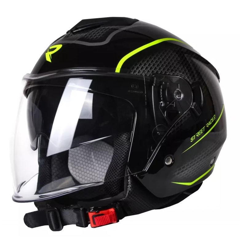 Casco moto aperto Street Racer Pilot nero e giallo