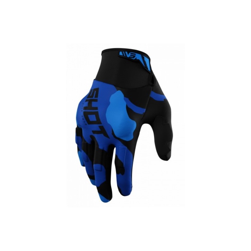 Guanti da motocross Shot Drift Camo nero-camoscio-blu Saldi