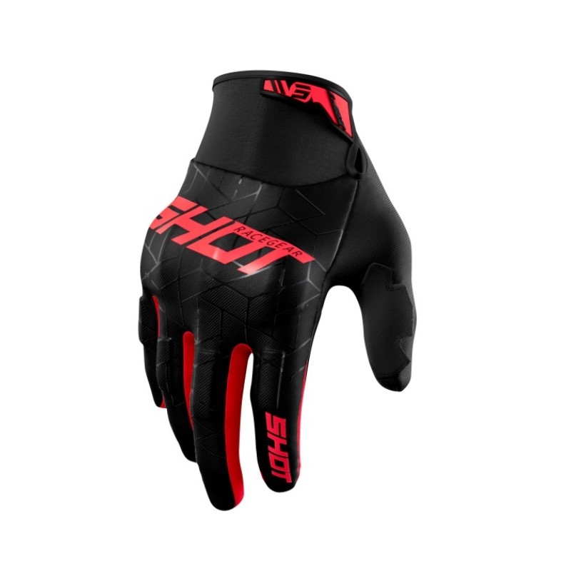 Guanti da motocross Shot Drift Spider nero-rosso Saldi