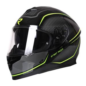 Casco da moto integrale Street Racer Magna nero e giallo