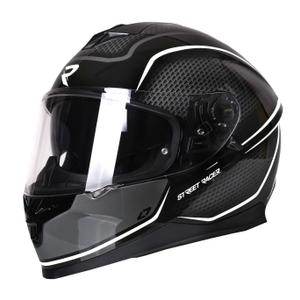 Casco da moto integrale Street Racer Magna bianco e nero