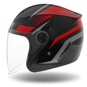 Casco moto aperto Cassida Reflex nero-rosso-grigio