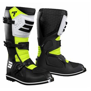 Stivali da moto per bambini Shot Race 2 Nero-Bianco-Giallo fluo