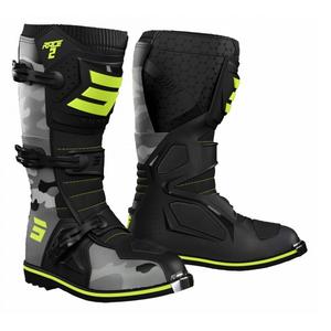 Stivali da moto per bambini Shot Race 2 camo-giallo fluo