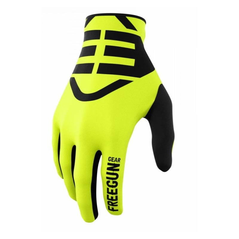 Guanti da motocross Shot Devo Skin nero-giallo fluo