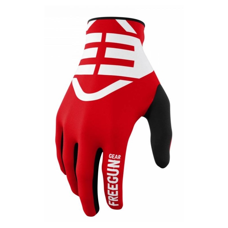 Guanti da motocross per bambini Shot Devo Skin nero-bianco-rosso
