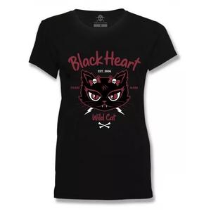 T-shirt donna Black Heart Wild Cat nero
