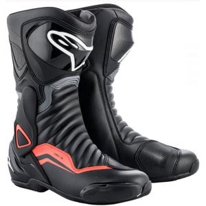 Stivali da moto Alpinestars S-MX 6 nero-grigio-rosso fluo