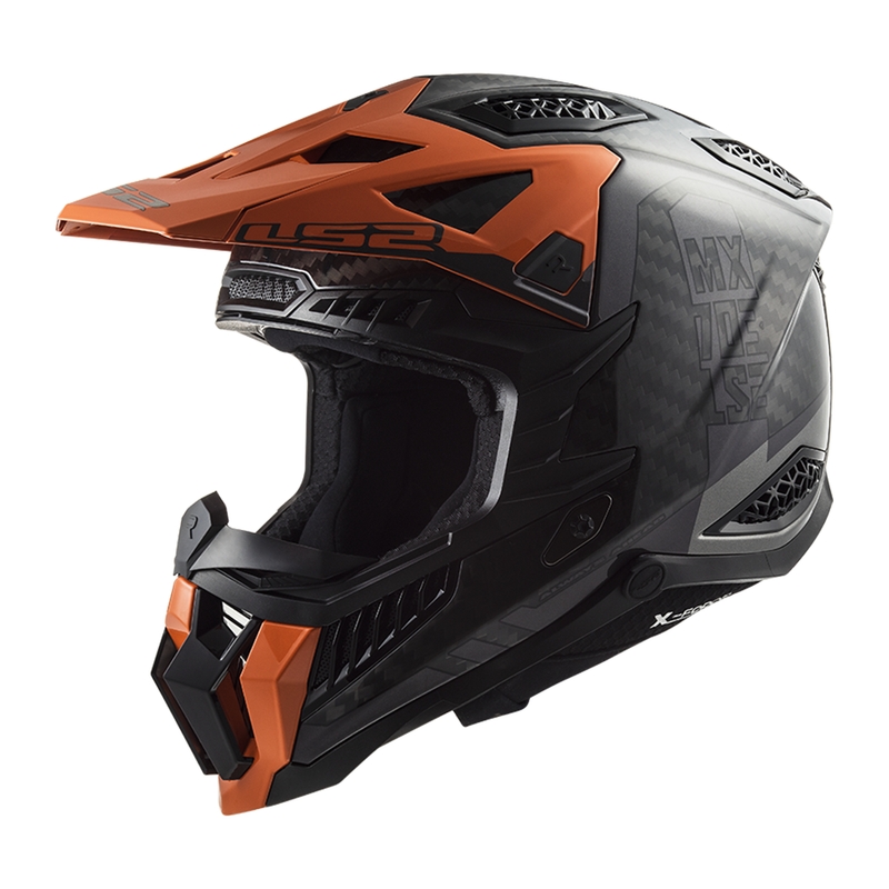 Casco da motocross LS2 MX703 X-Force Victory Titanium nero-arancio
