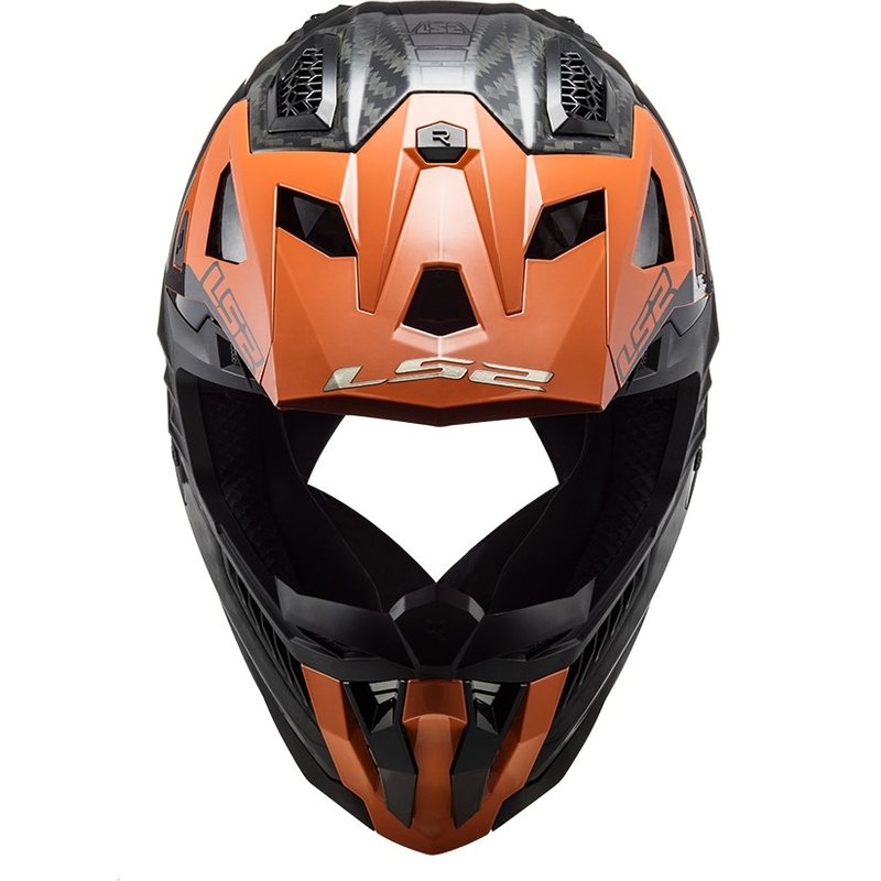 Casco da motocross LS2 MX703 X-Force Victory Titanium nero-arancio