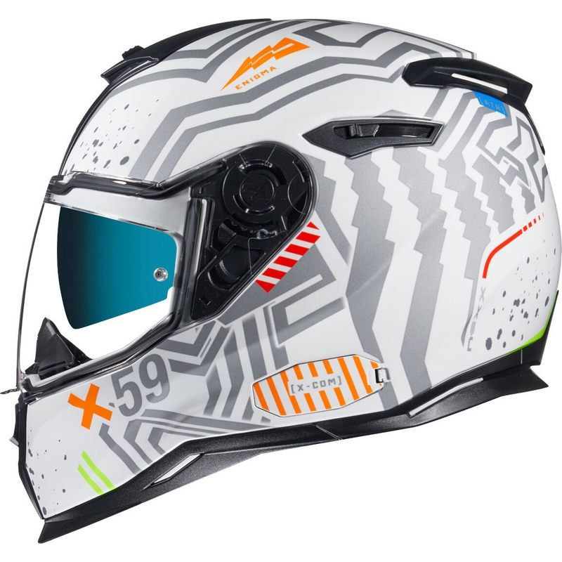 NEXX SX.100 Casco moto integrale Enigma bianco-argento Saldi