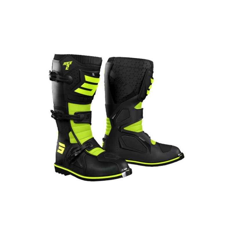 Stivali da moto Shot Race 2 nero-giallo fluo Saldi