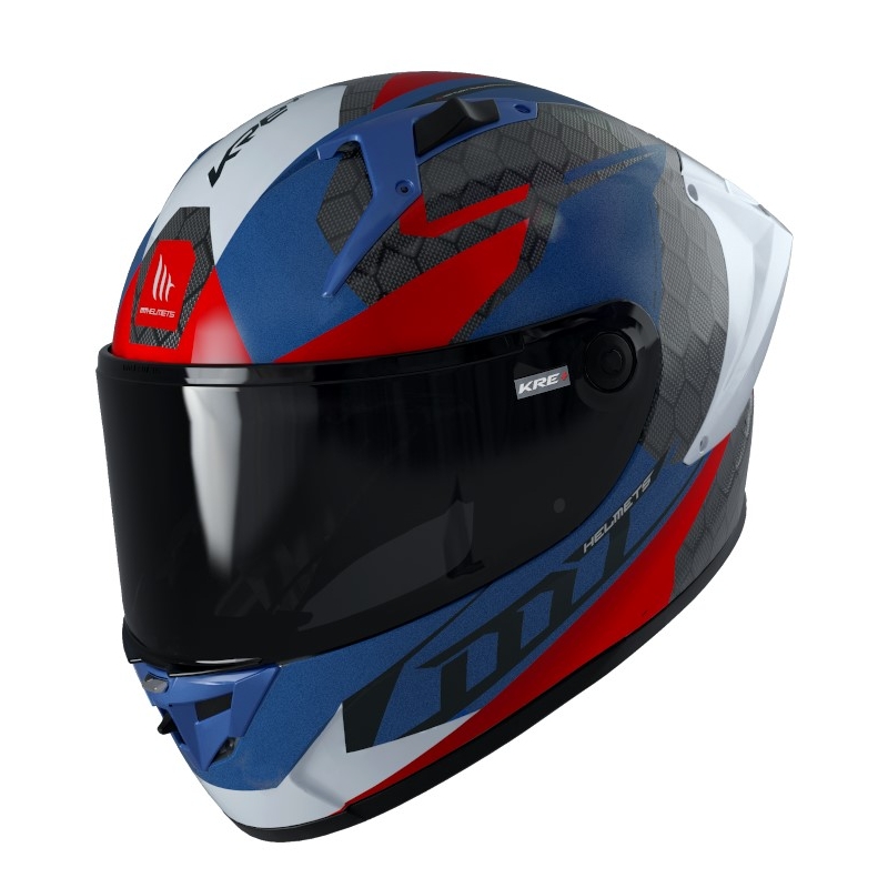 Casco moto integrale MT FF103PLUSC KRE+ Carbon Projectile D7 grigio-bianco-rosso-blu