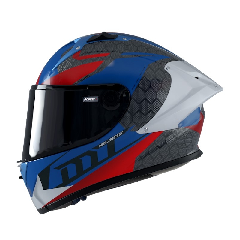 Casco moto integrale MT FF103PLUSC KRE+ Carbon Projectile D7 grigio-bianco-rosso-blu