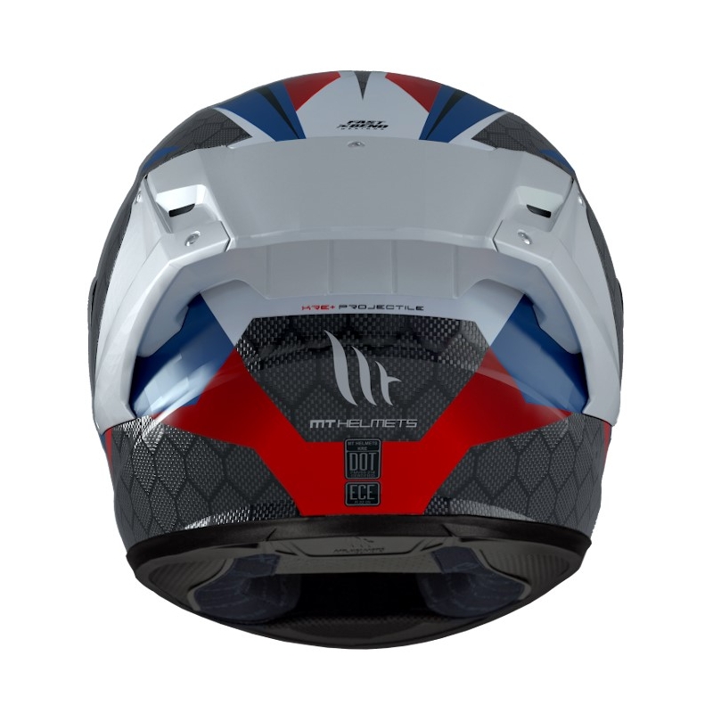 Casco moto integrale MT FF103PLUSC KRE+ Carbon Projectile D7 grigio-bianco-rosso-blu