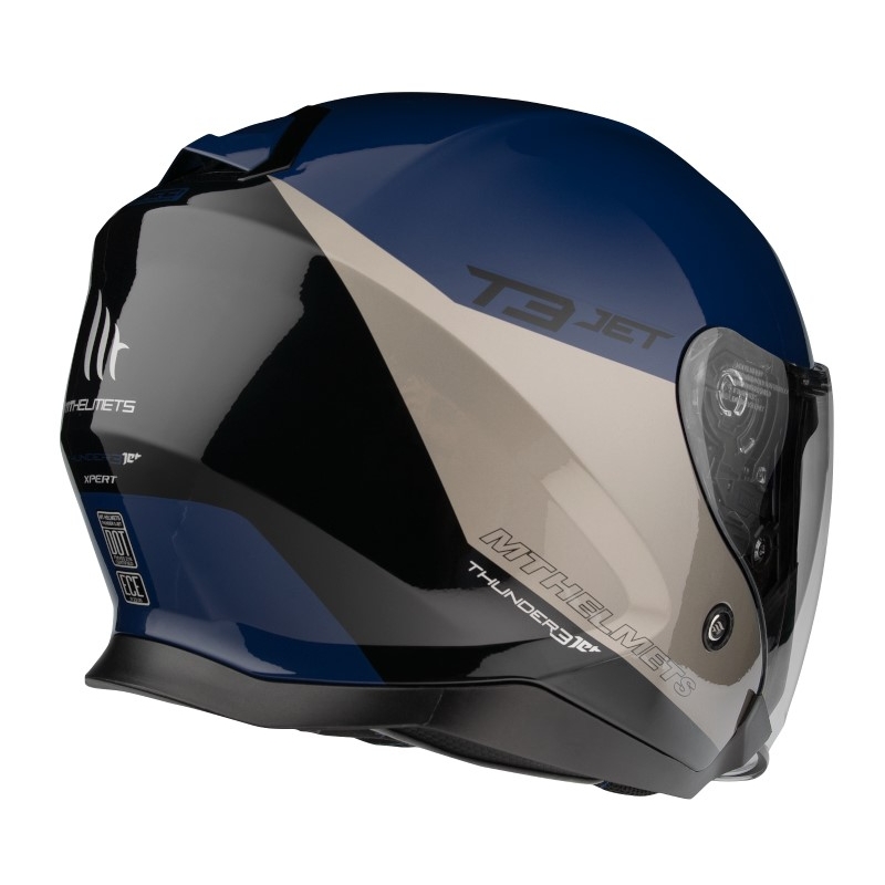 Otevřená přilba na motorku MT OF504SV Thunder 3 SV Jet Xpert A17 stříbrno-modrá