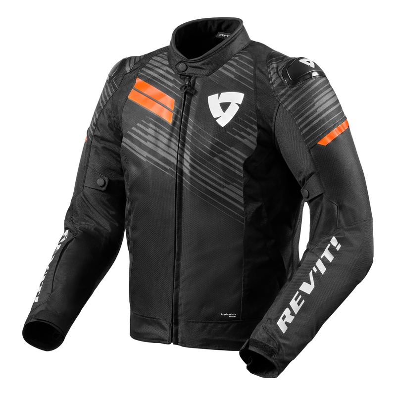 Giacca da moto Revit Apex H2O nero-arancio fluo Saldi