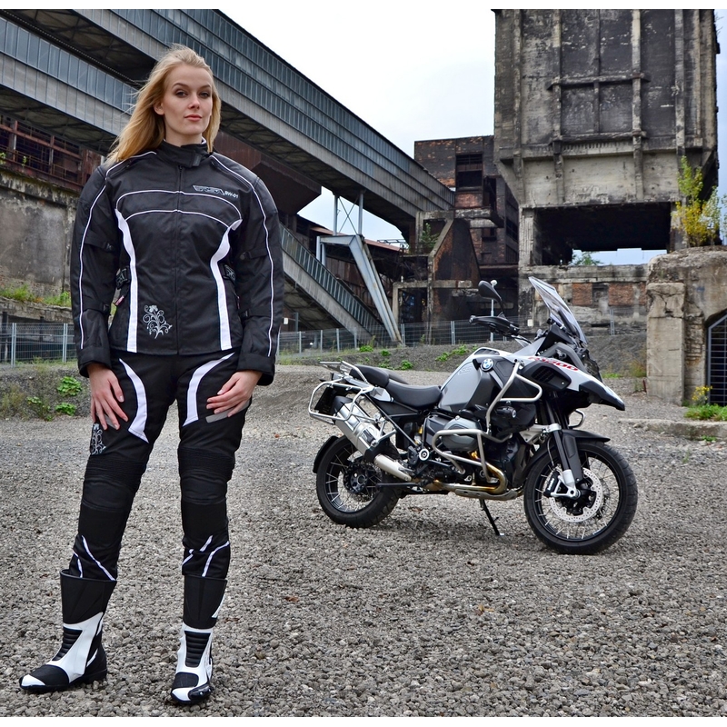 Tuta da moto da donna RSA SW-01 bianco - 2 pezzi Saldi