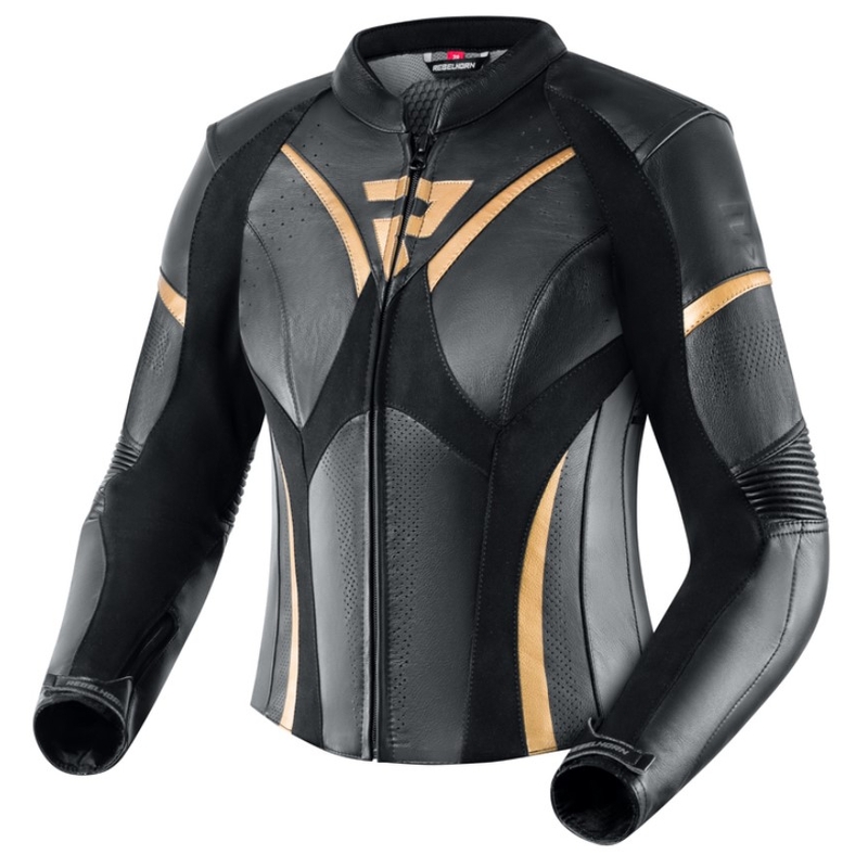 Giacca da moto Rebelhorn Rebel nera e oro da donna