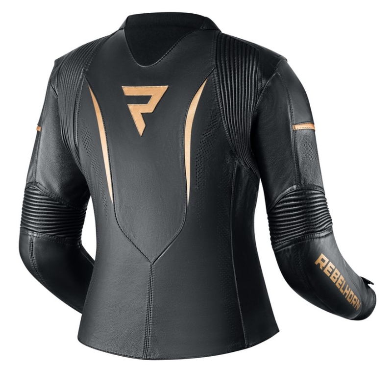 Giacca da moto Rebelhorn Rebel nera e oro da donna