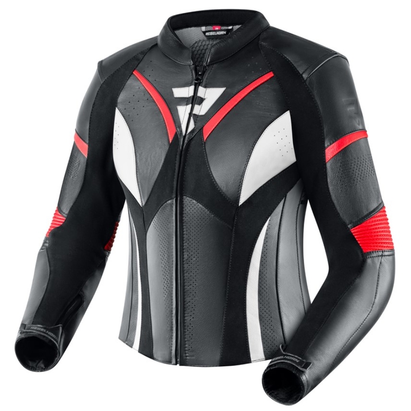 Giacca da moto Rebelhorn Rebel nero-bianco-rosso fluo da donna